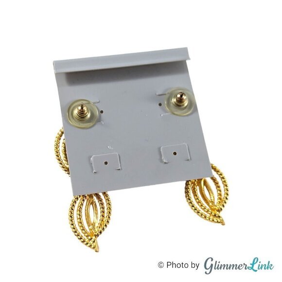Contempo Hinged Rope Trim Swirl Dangle Gold Tone Pierced Earrings - Picture 5 of 8